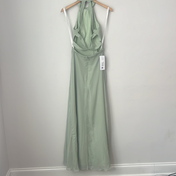 AZAZIE CLARICE A-Line Halter Chiffon Floor-Length Dress Agave Sz A0 NWT ◼️ - Picture 10 of 13